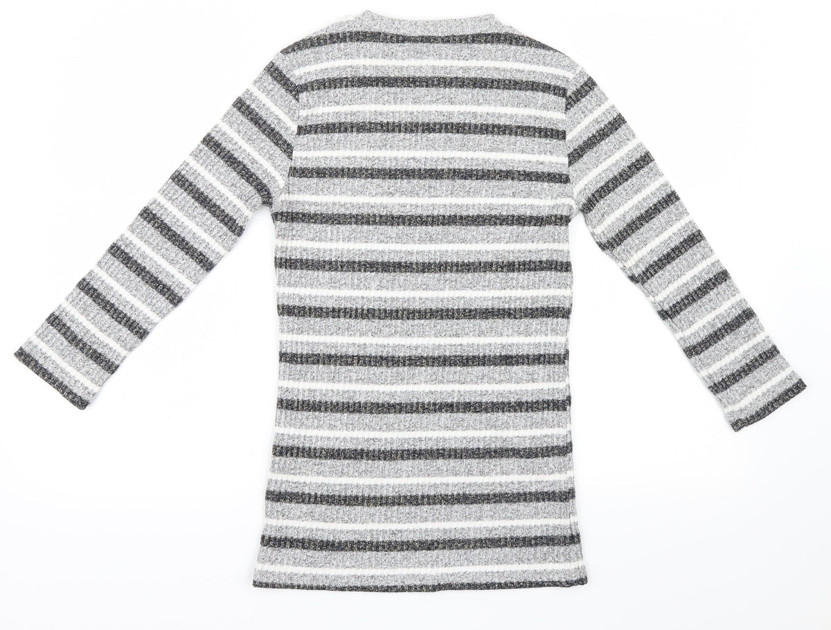 Peacocks Womens Grey Striped  Pullover Jumper Size 10