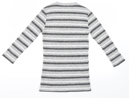 Peacocks Womens Grey Striped  Pullover Jumper Size 10