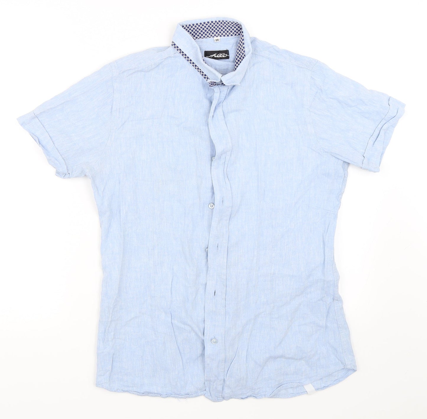 Mens UK Size M Preworn Blue  Button-Up Short Sleeve Casual Shirt