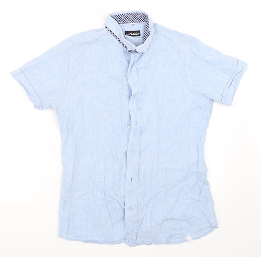 Mens UK Size M Preworn Blue  Button-Up Short Sleeve Casual Shirt