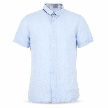 Mens UK Size M Preworn Blue  Button-Up Short Sleeve Casual Shirt
