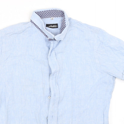 Mens UK Size M Preworn Blue  Button-Up Short Sleeve Casual Shirt