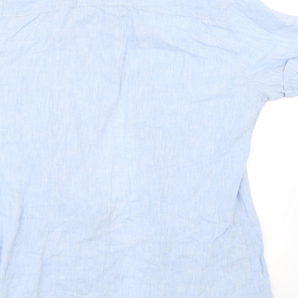 Mens UK Size M Preworn Blue  Button-Up Short Sleeve Casual Shirt
