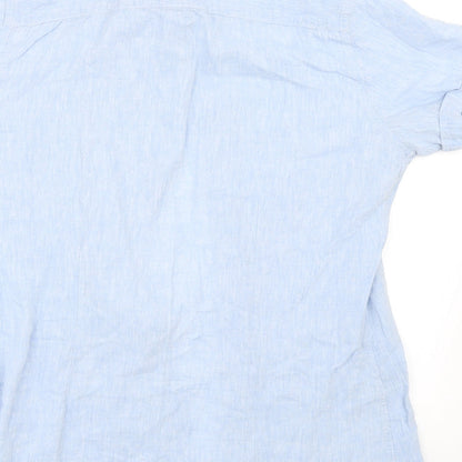 Mens UK Size M Preworn Blue  Button-Up Short Sleeve Casual Shirt