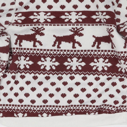 Fashion  Mens White Geometric  Pullover Sweatshirt Size M