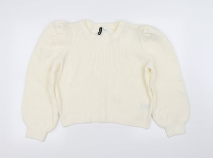 Divided Womens White   Pullover Sweatshirt Size M