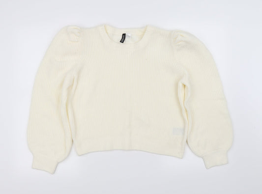 Divided Womens White   Pullover Sweatshirt Size M