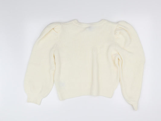 Divided Womens White   Pullover Sweatshirt Size M