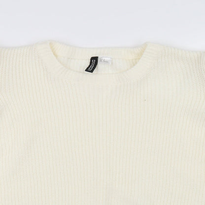 Divided Womens White   Pullover Sweatshirt Size M