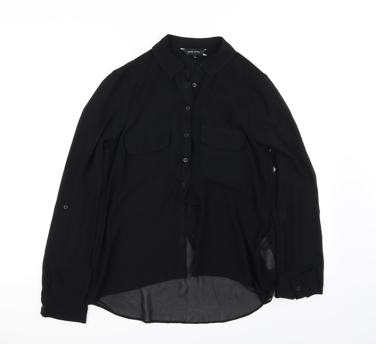 Womens UK Size 10 New Look Black Basic Blouse