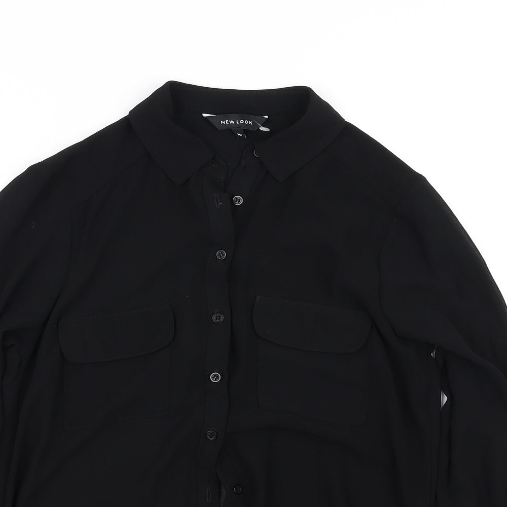 Womens UK Size 10 New Look Black Basic Blouse