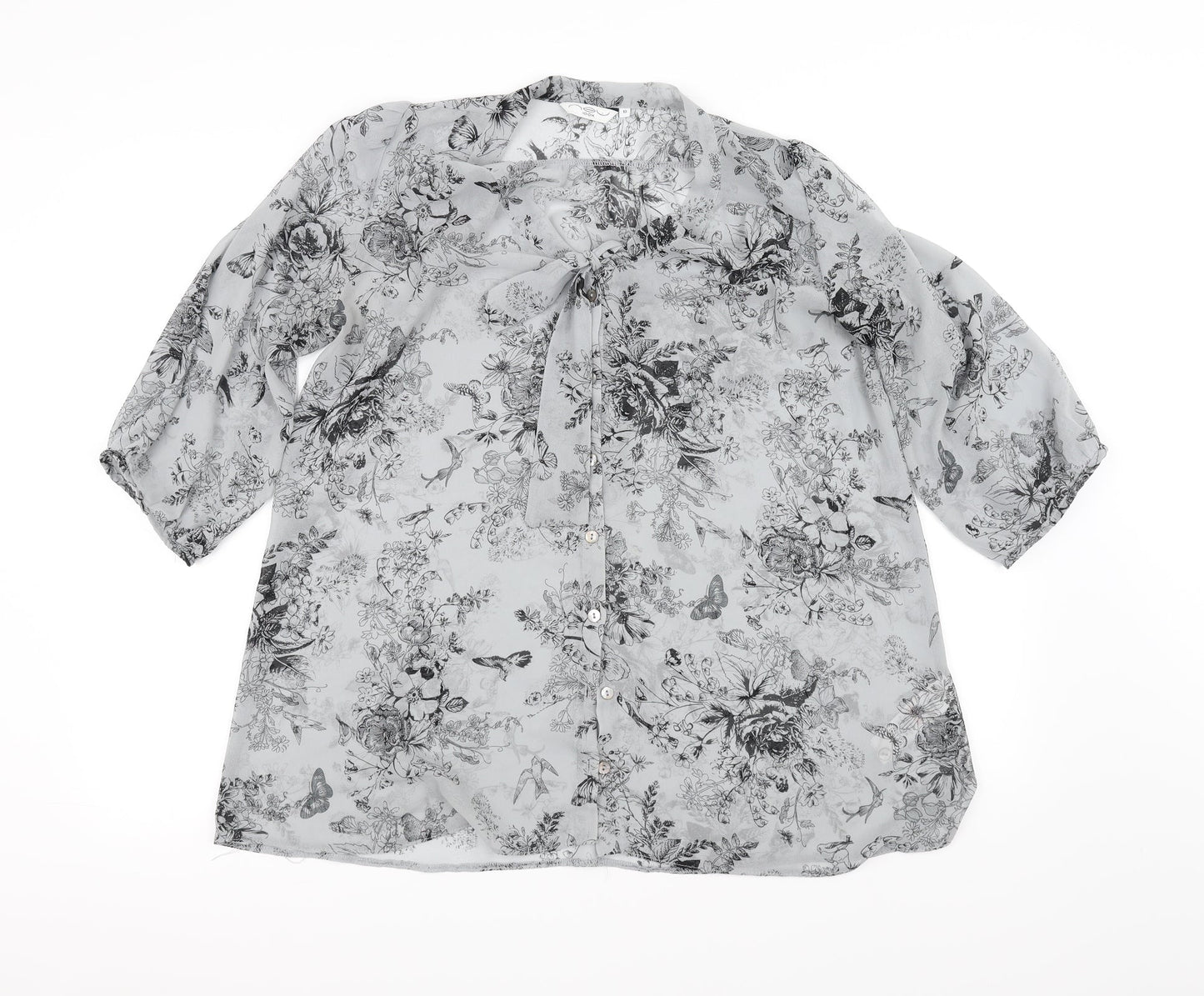 Womens UK Size 10 New Look Grey Basic Blouse