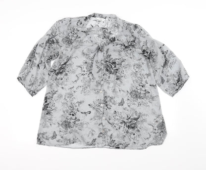 Womens UK Size 10 New Look Grey Basic Blouse