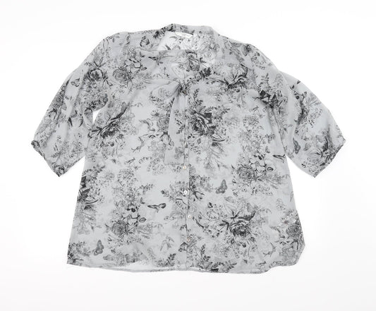 Womens UK Size 10 New Look Grey Basic Blouse