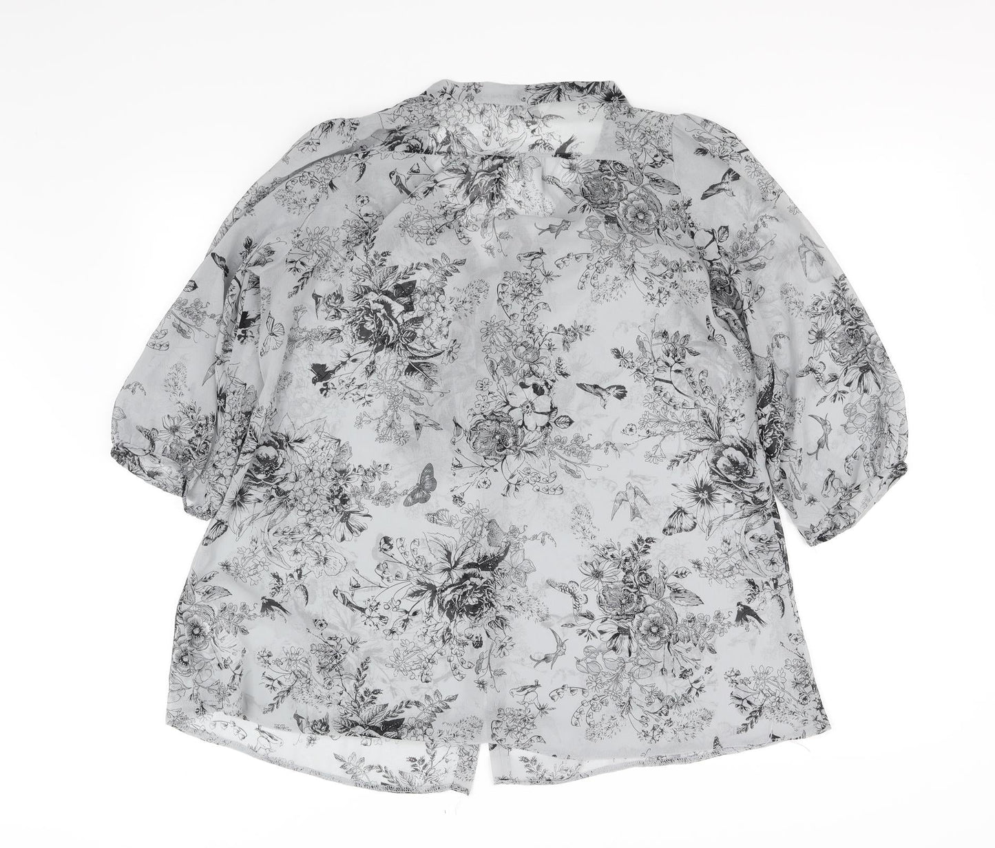 Womens UK Size 10 New Look Grey Basic Blouse