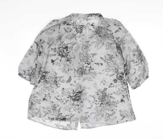 Womens UK Size 10 New Look Grey Basic Blouse