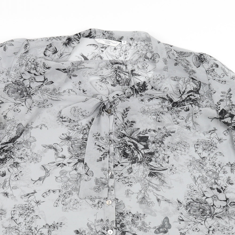 Womens UK Size 10 New Look Grey Basic Blouse