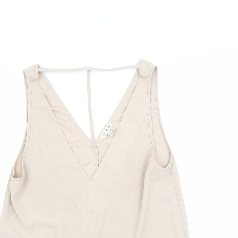 Womens UK Size 8 River Island Beige Basic Blouse