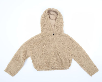 New Look Girls Beige  Fleece Pullover Hoodie Size 12 Years