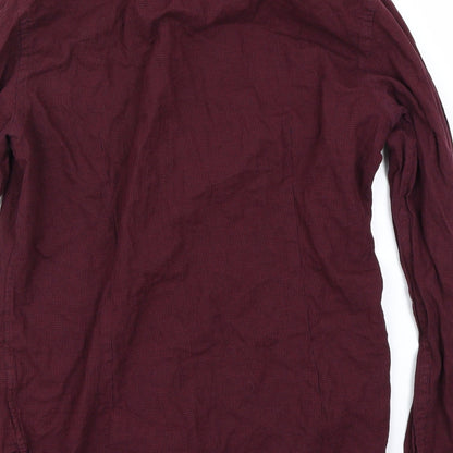 Mens UK Size M Moss London Red  Button-Up Long Sleeve Casual Shirt