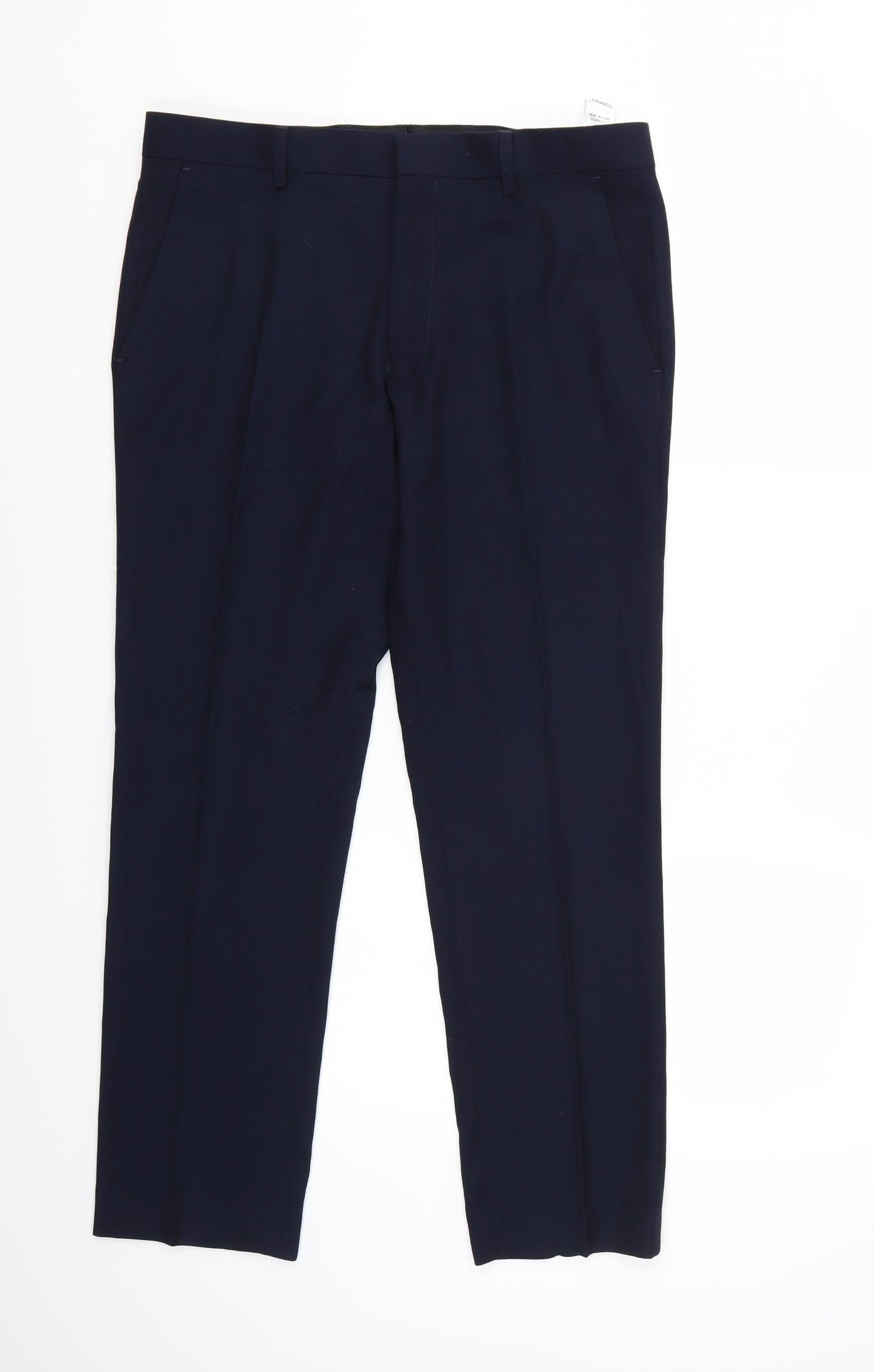 Womens UK Size 32 Topman Regular Fit Cropped Blue Trousers