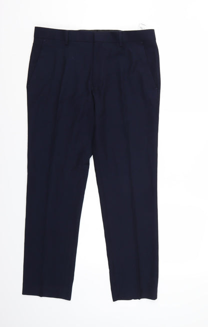 Womens UK Size 32 Topman Regular Fit Cropped Blue Trousers