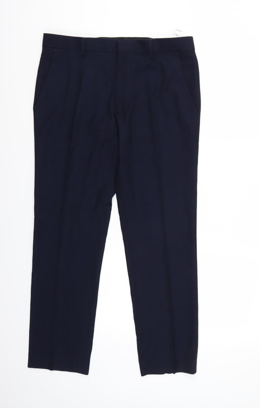 Womens UK Size 32 Topman Regular Fit Cropped Blue Trousers