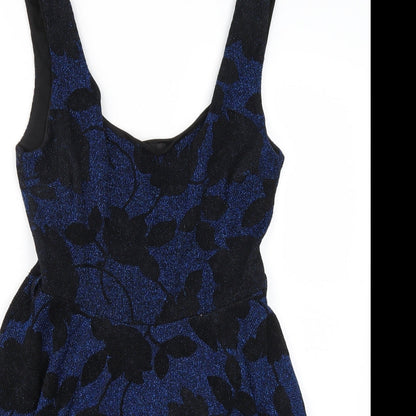 Club L Womens Blue Floral  A-Line  Size 10