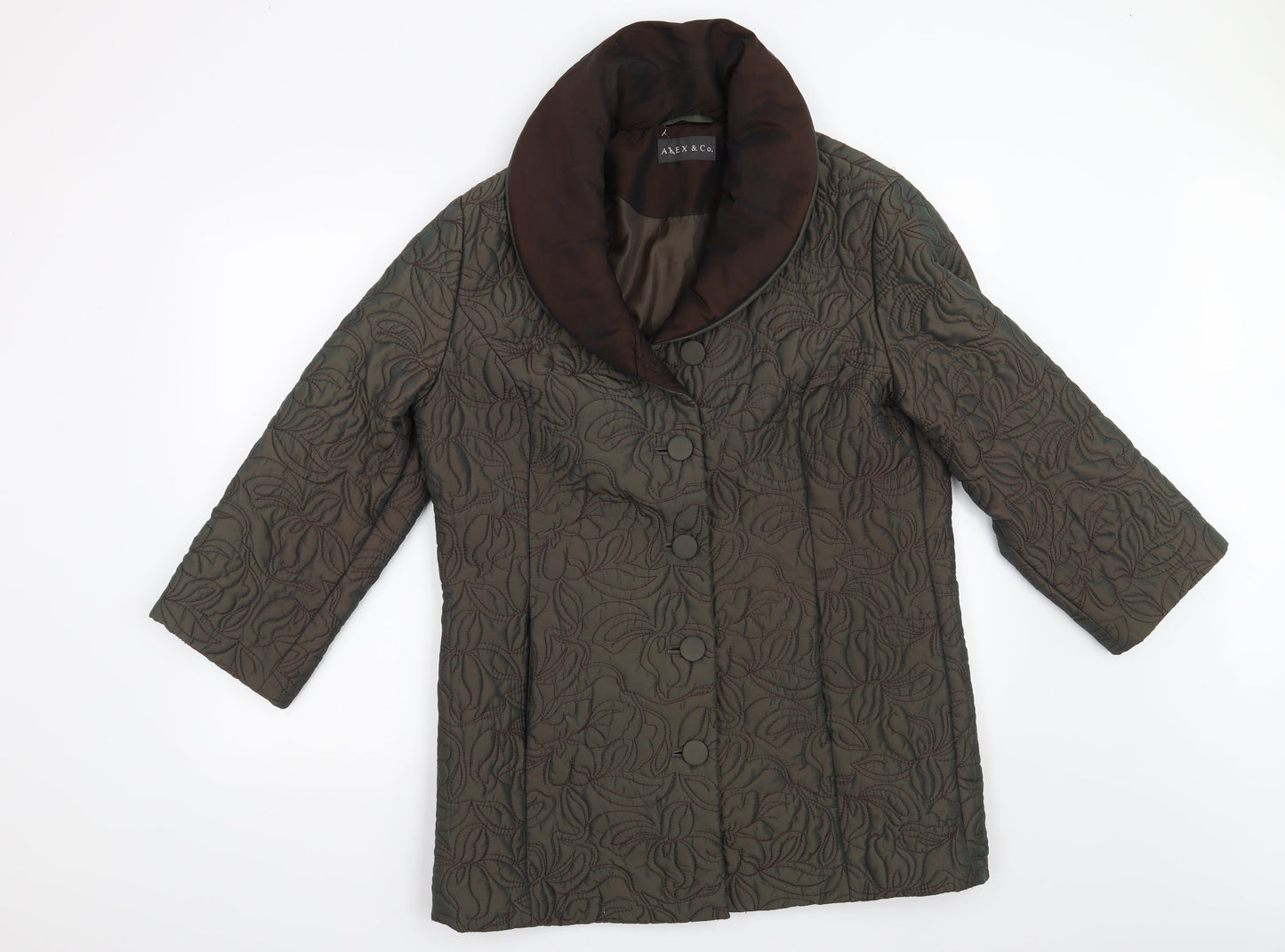 Alex & Co Womens Green Floral  Overcoat Coat Size 14