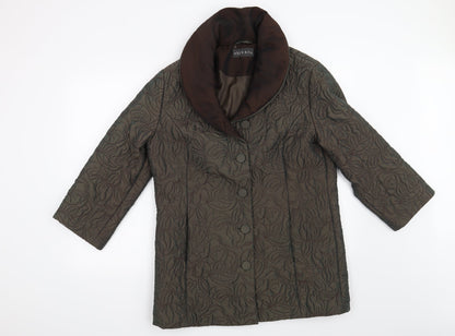 Alex & Co Womens Green Floral  Overcoat Coat Size 14