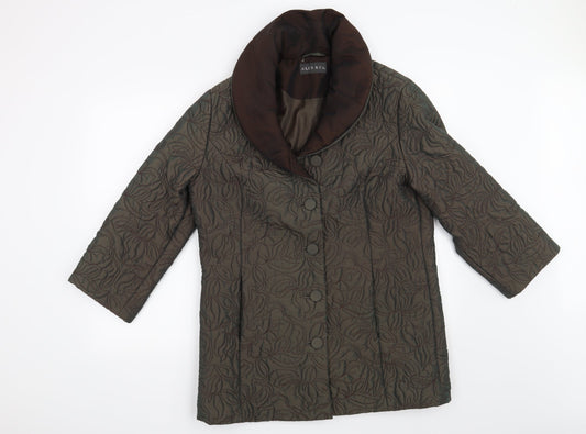 Alex & Co Womens Green Floral  Overcoat Coat Size 14