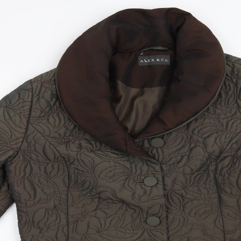 Alex & Co Womens Green Floral  Overcoat Coat Size 14