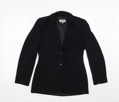 NEXT Womens Black Striped  Jacket Suit Jacket Size 8
