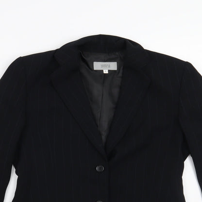 NEXT Womens Black Striped  Jacket Suit Jacket Size 8