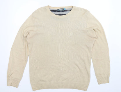 Easy Mens Beige  Knit Pullover Jumper Size M