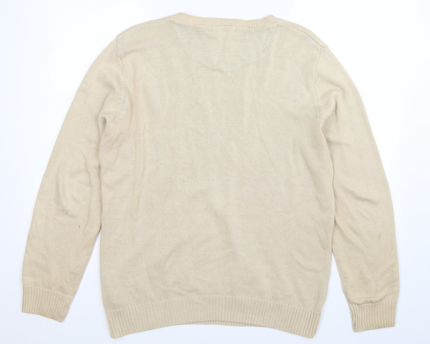 Easy Mens Beige  Knit Pullover Jumper Size M