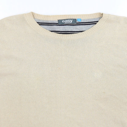 Easy Mens Beige  Knit Pullover Jumper Size M