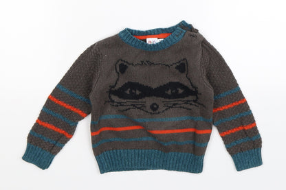 Mini Club Boys Grey  Knit Pullover Jumper Size 9-12 Months