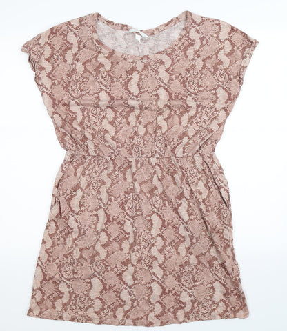 H&M Womens Beige Animal Print  T-Shirt Dress  Size M