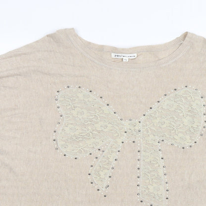 Millennium Womens Beige  Knit Pullover Jumper One Size  - Oversized