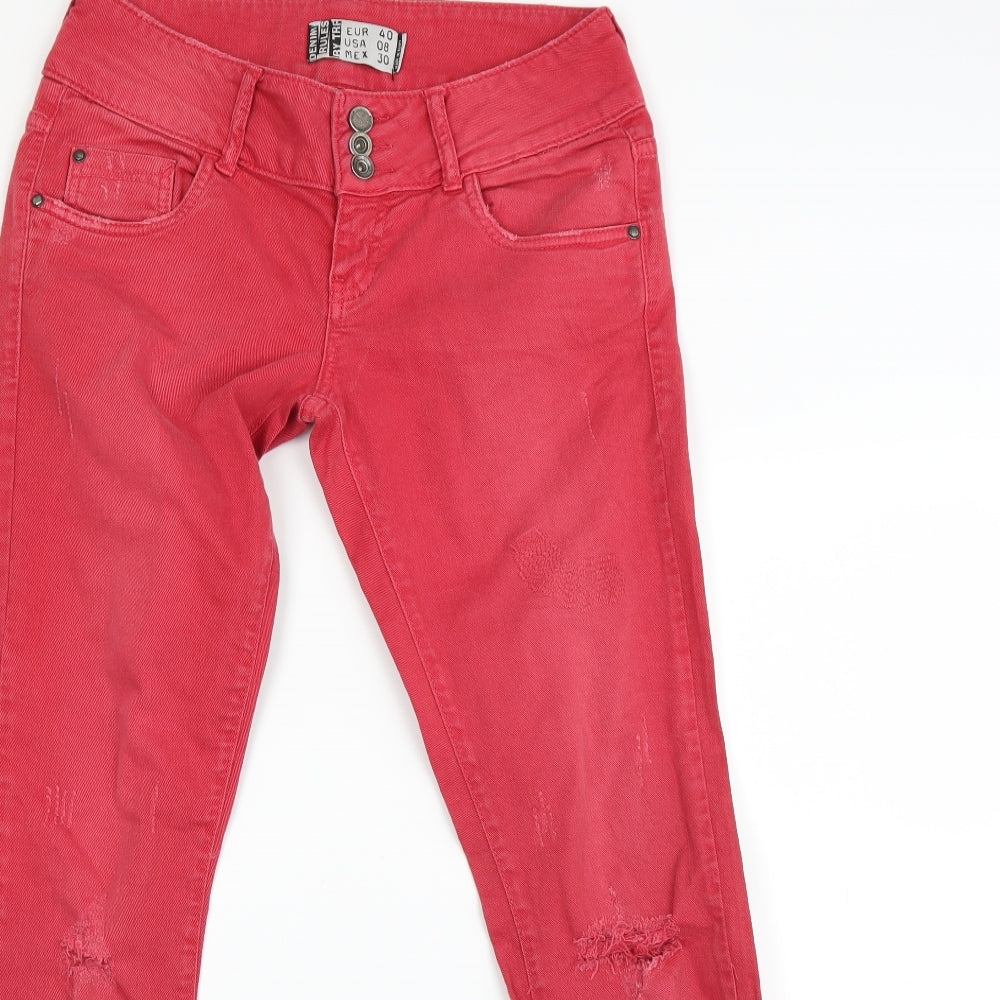 trr Womens Orange Houndstooth  Straight Jeans Size 12 L30 in
