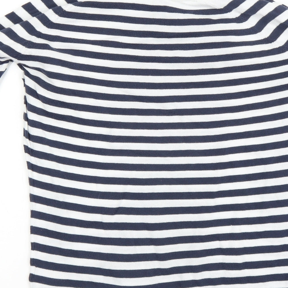 Magnum Girls White Striped  Pullover Jumper Size 13 Years