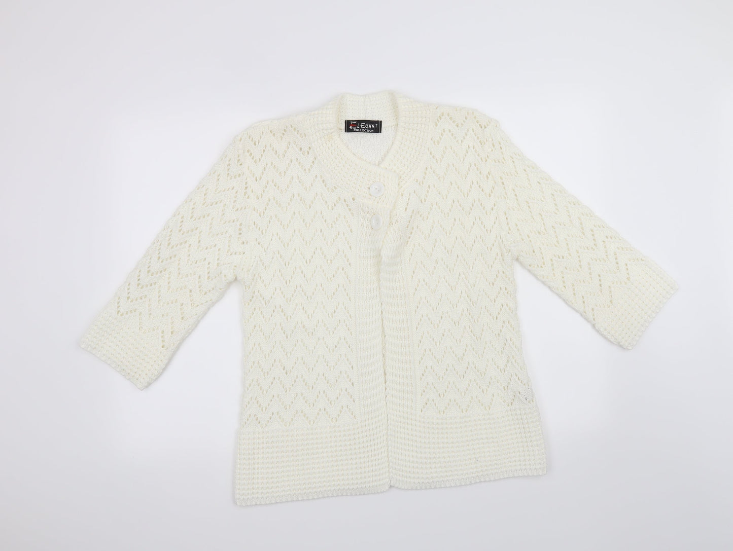 Elegant Collection Womens White   Cardigan Jumper Size S