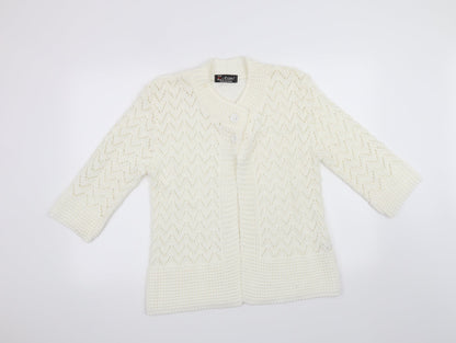 Elegant Collection Womens White   Cardigan Jumper Size S