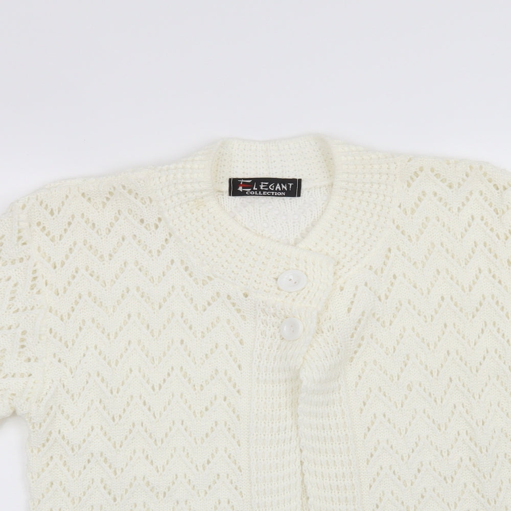 Elegant Collection Womens White   Cardigan Jumper Size S