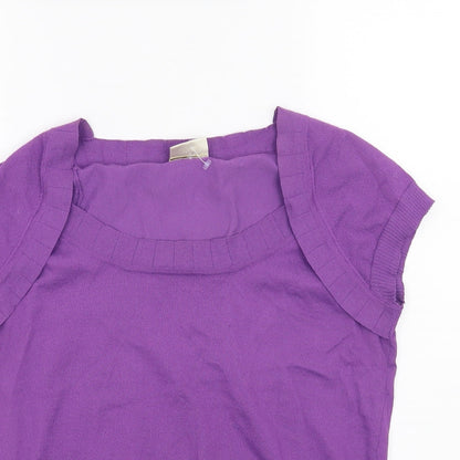 Womens UK Size 14 Minuet Purple Basic T-Shirt