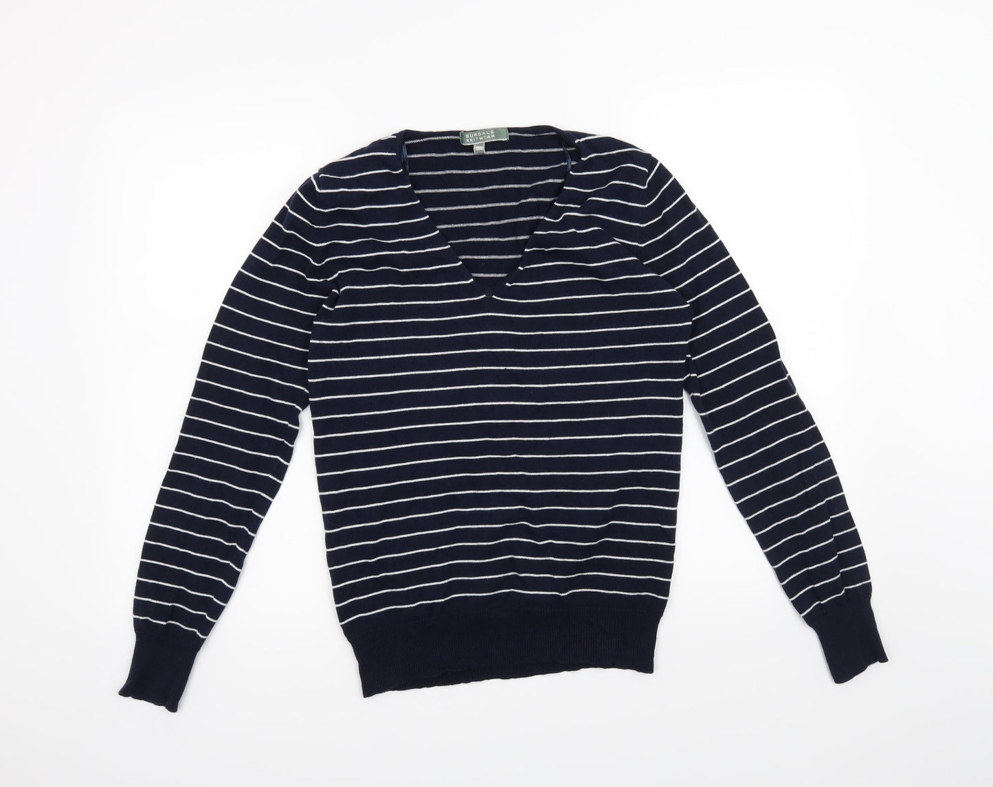 Burdale Knitwear Womens Blue Striped  Pullover Jumper Size 12