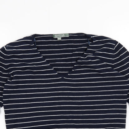 Burdale Knitwear Womens Blue Striped  Pullover Jumper Size 12