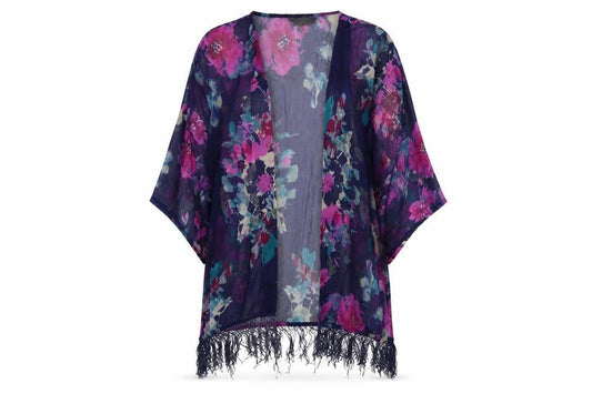 AX Paris Womens Blue Floral  Cardigan Jumper Size S