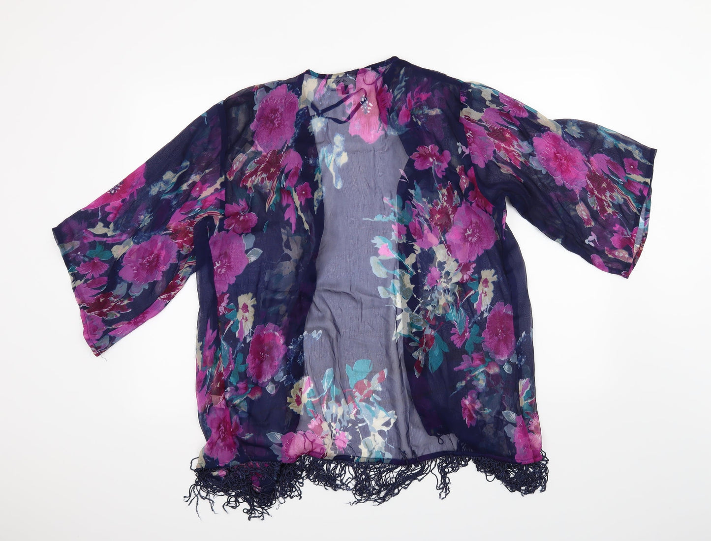 AX Paris Womens Blue Floral  Cardigan Jumper Size S